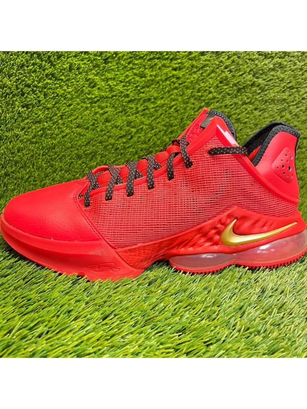 Nike LeBron 19 Low Mens Size 12 Red Black Athletic Basketball Shoes Sneakers